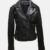 Womens Asymmetrical Black Leather Biker Jacket Back 1