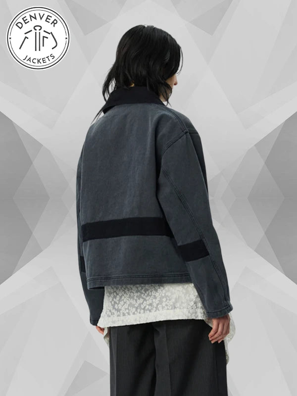 Womens Clasp Jacket Washed Black