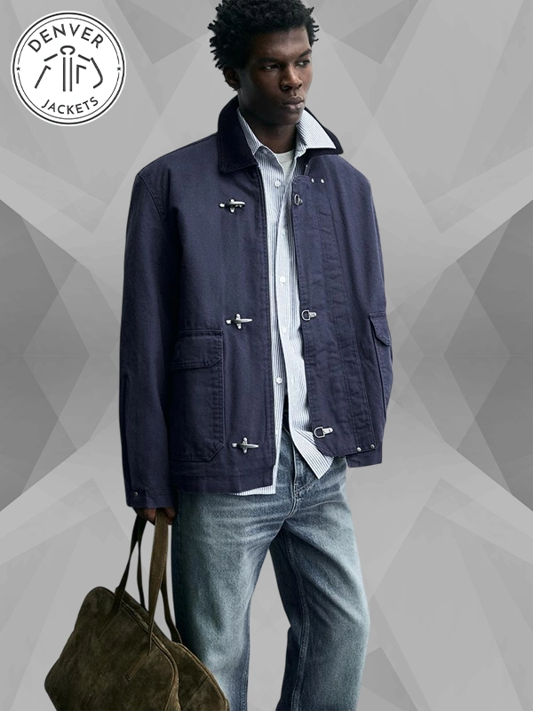 Zara Fireman Clasp Jacket For Sale In Blue