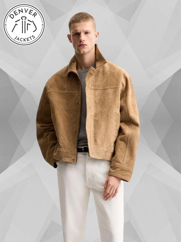 Zara Suede Leather Jacket Brown