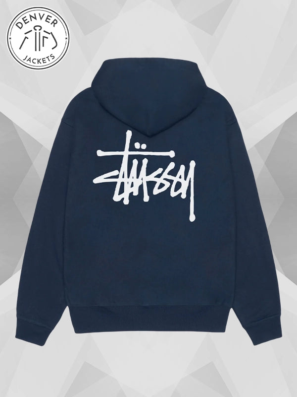 stussy hoodie basic Navy