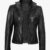 Acerra Womens Black Leather Cafe Racer Biker Jacket