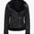 Agnes Womens Black Leather Shearling Jacket