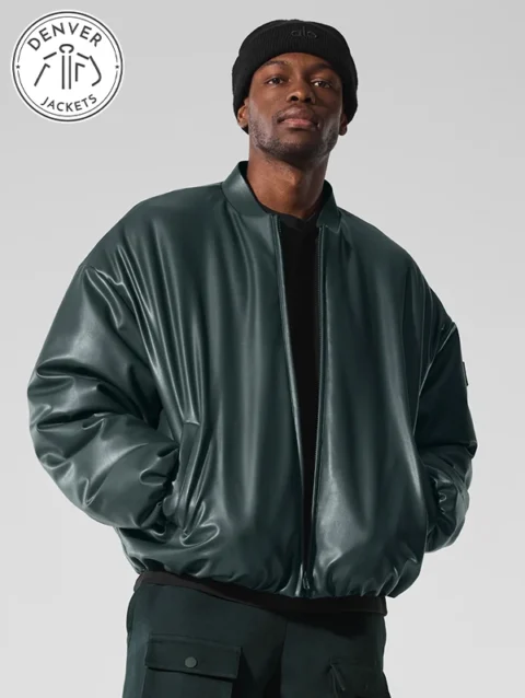 Alo Faux Leather Jacket Green