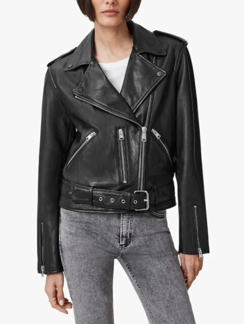 Black Balfern Leather Biker Jacket