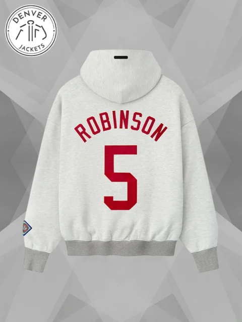 Fleece Oversized Pullover Grey Hoodie Jackie Robinson Essential Fear of God