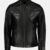 George Waters Padded Style Black Leather Jacket Front