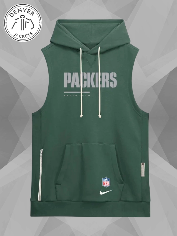 Mens Green Bay Packers Nike Green Sideline Standard Issue Dri-FIT Sleeveless Hoodie