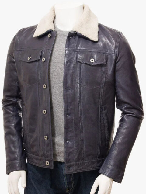 PARRACOMBE Navy Trucker Jacket For Men