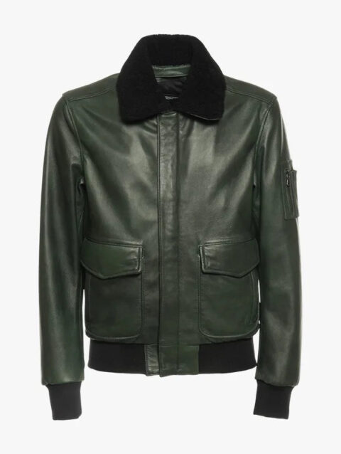 Pilota Green Jacket With Black Shearling Collar