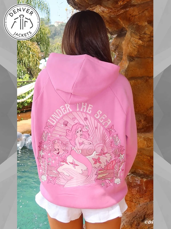 Pink Palm Puff Disney Under The Sea Seashell Pink Hoodie