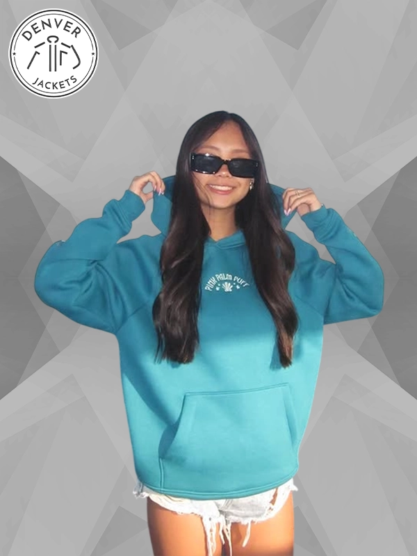 Pink Palm Puff Under The Sea Deep Blue Hoodie