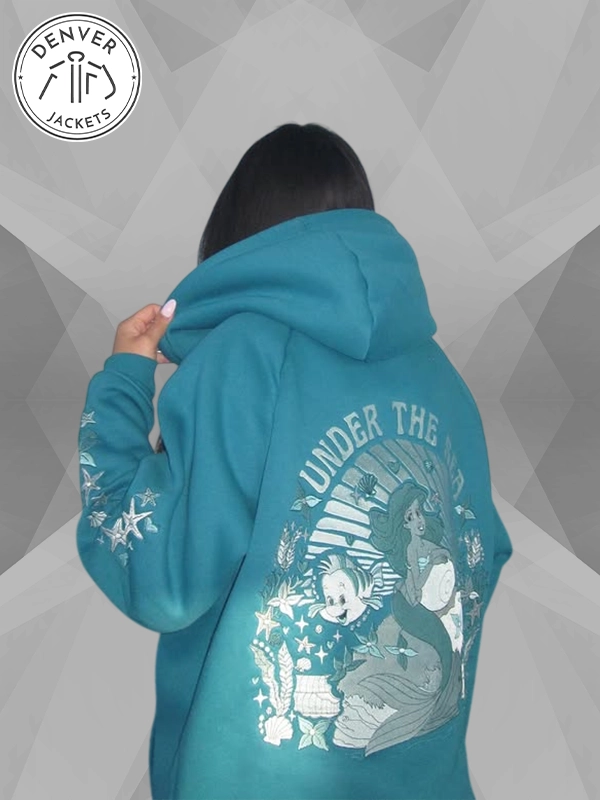 Pink Palm Puff Under The Sea Deep Blue Relaxed Hoodie