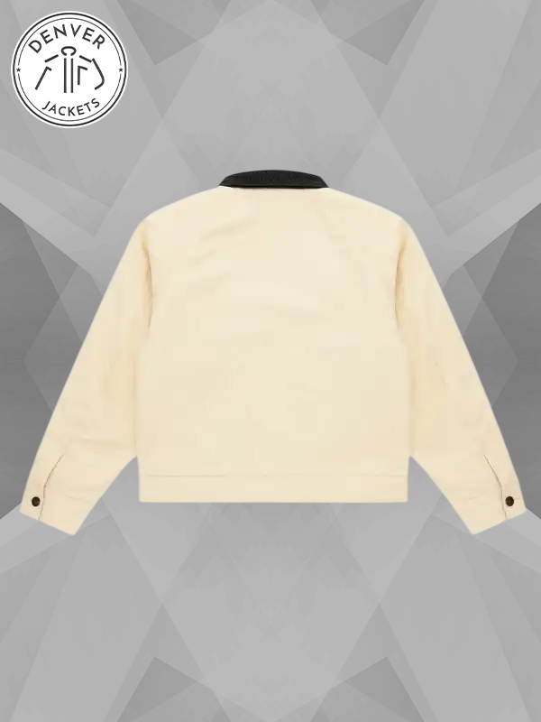 Shinzo 15oz Beige Canvas Cowhide Leather Collar Workwear Jacket