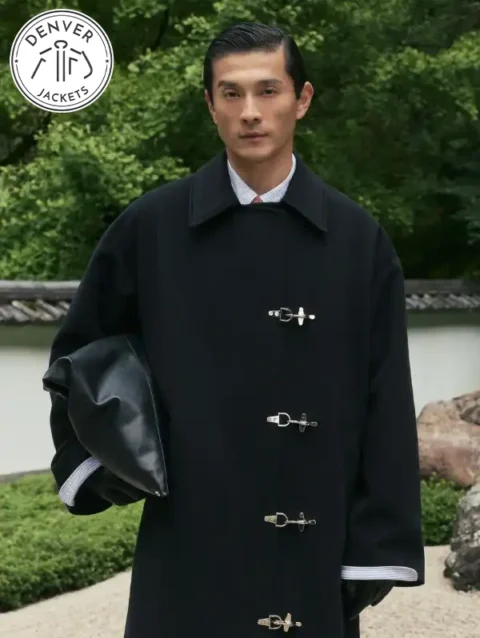Shinzo Wool Clasp Black Trench Coat