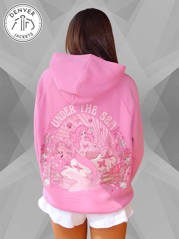 Shop Pink Palm Puff Under the Sea Relaxed Hoodie in Seashell Pink
