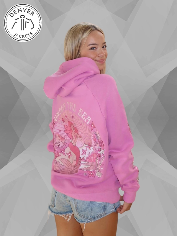Under The Sea Seashell Pink Hoodie Pink Palm Puff