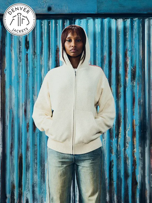 Gabriel Moses Knit Zip-Up Hoodie Cream