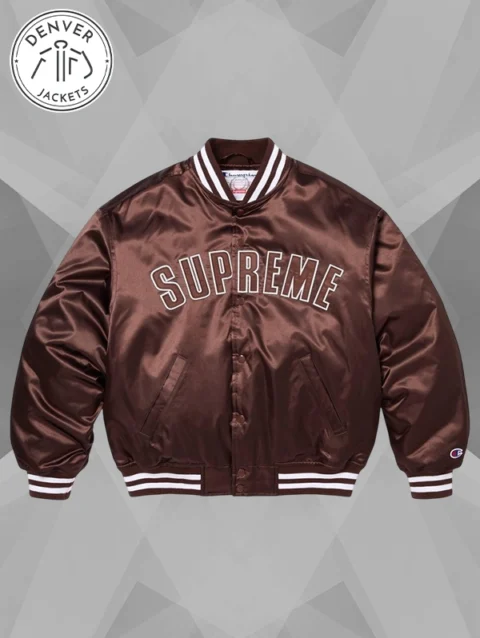 Supreme Champion Satin Varsity Jacket Brown