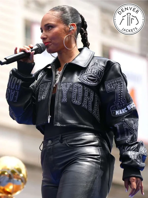 alicia keys knicks jacket Black
