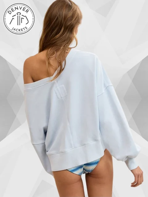 Aerie Go-To V Neck Sky Blue Sweatshirt