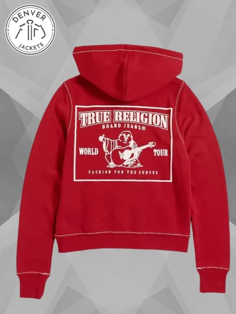 Big T Logo Red Zip Hoodie True Religion