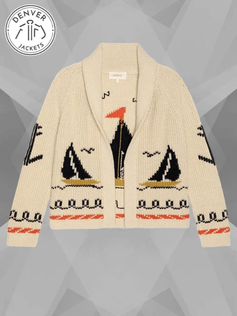 Great Horse Sailboat Lodge Beigr cardigan