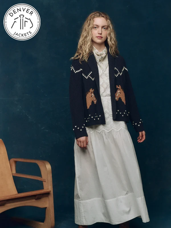 Great Horse Sailboat Lodge Navy cardigan