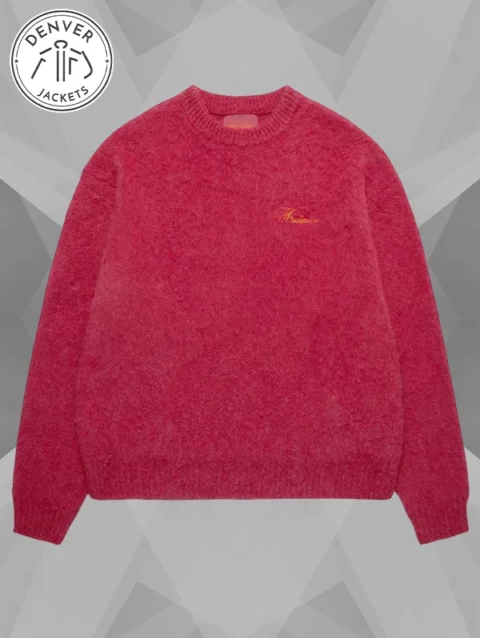 Mutimer Shaggy Mohair Knit Sweater Wine