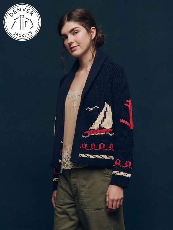 Sailboat Lodge cardigan Navy Blue