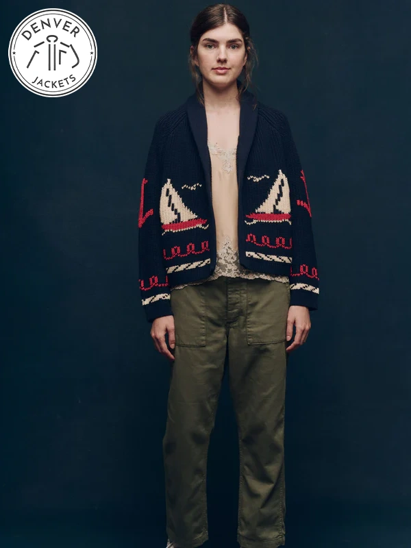 The Great Horse Sailboat Lodge Navy cardigan sweater