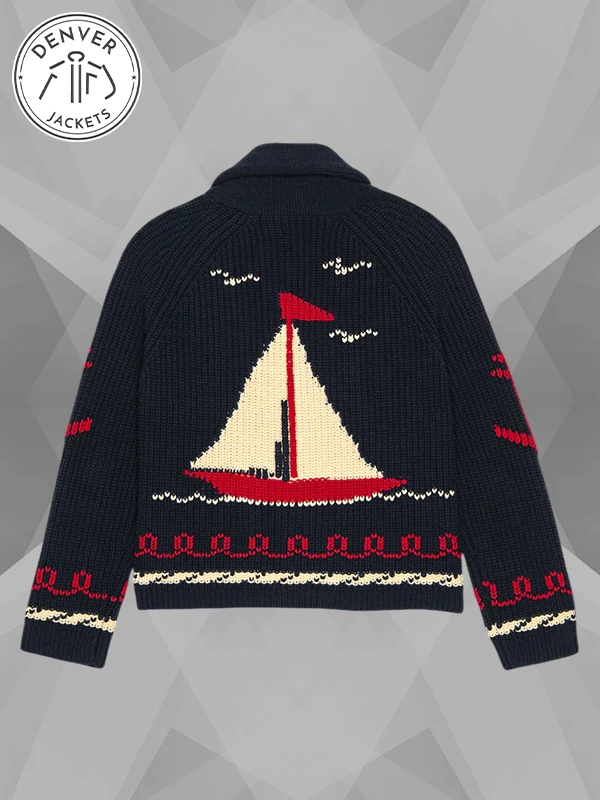sailboat pattern cardigan
