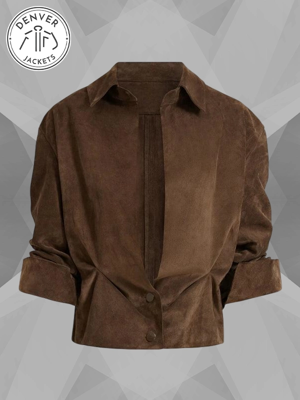 16Arlington Erco Cropped Suede Jacket Brown