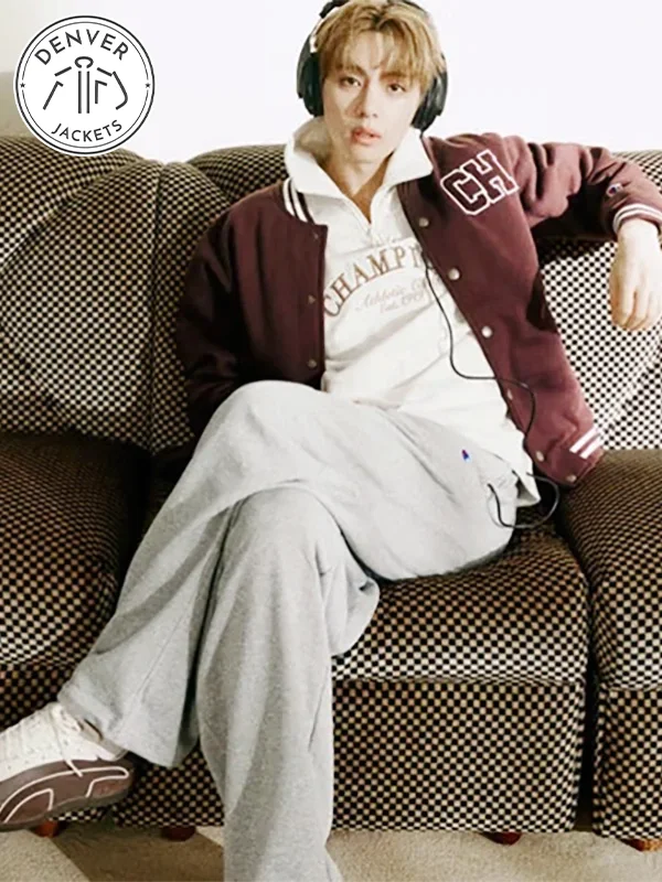 2026 Taehyung x Champion Brown Varsity Jacket