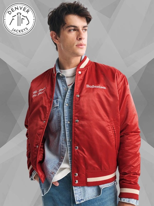 Abercrombie Budweiser Bomber Jacket Red