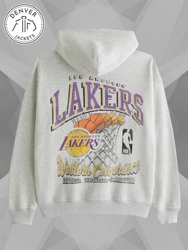 Abercrombie Los Angeles Lakers Graphic Popover Hoodie Grey