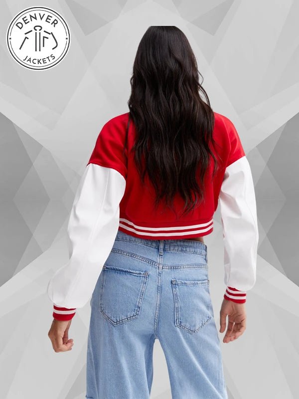 Above and Beyond Crop Varsity Red Jacket