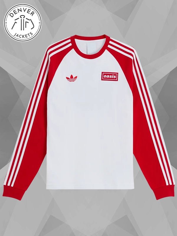 Adidas x Oasis Tour 3 STRIPES T Shirt Red and White