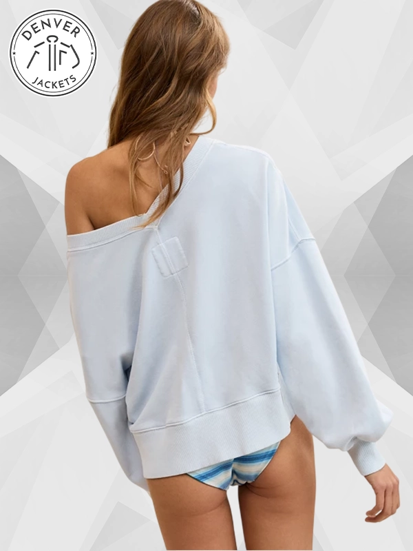 Aerie Go-To V Neck Sky Blue Sweatshirt