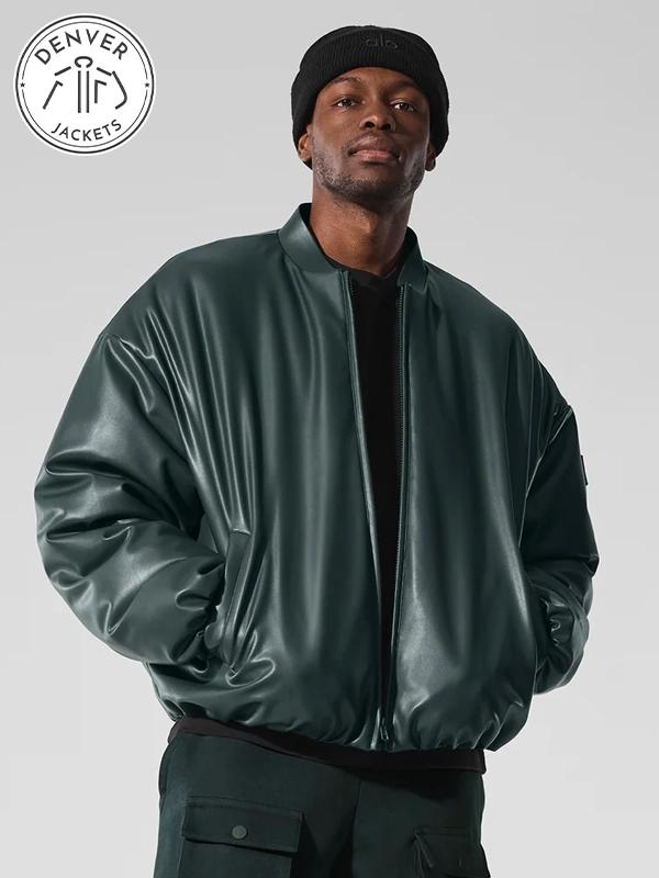 Alo Faux Leather Jacket Green