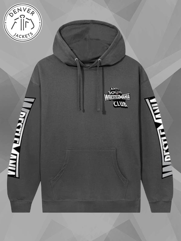 Anti Social Social Club x WWE Wrestlemania Hoodie Grey