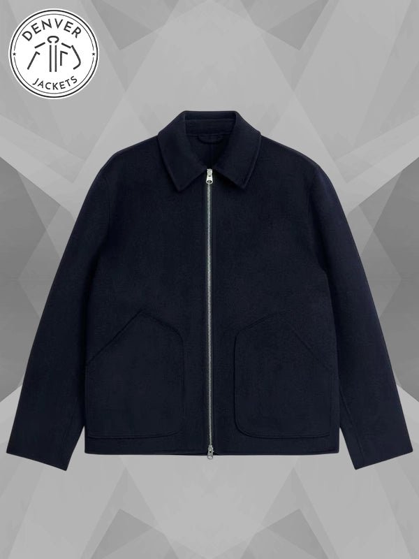 Arket Short Double Face Wool Jacket Blue