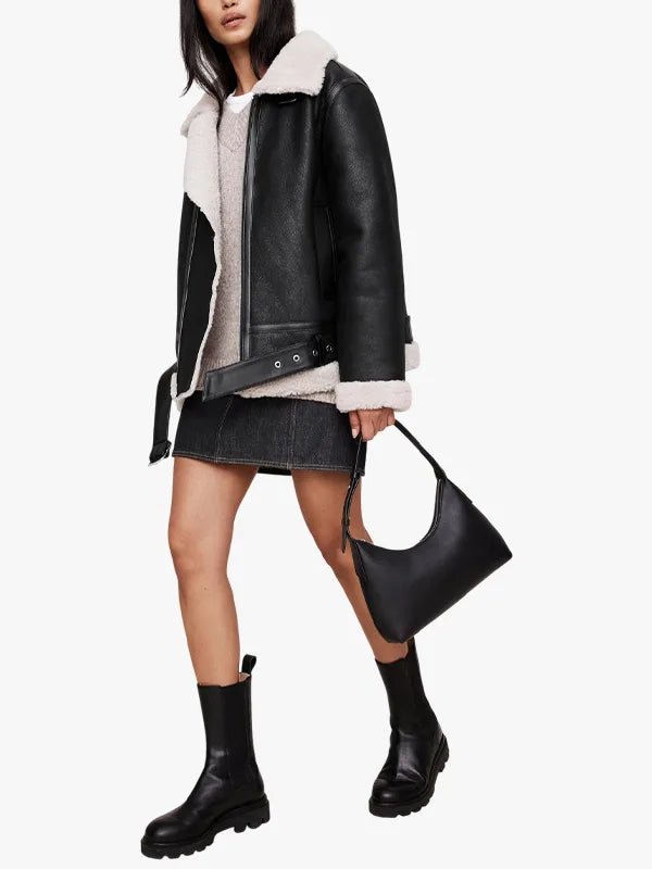 Aviator Banana Republic Black Shearling Jacket