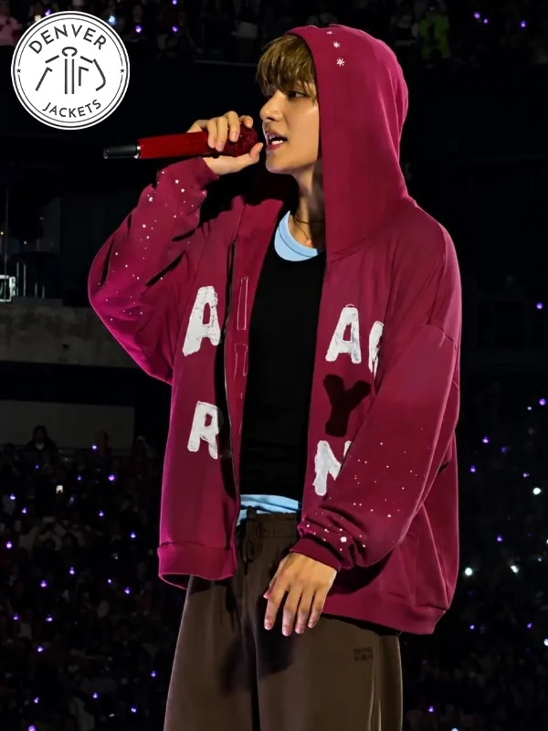 BTS Arirang New York Zip-Up Hoodie Red