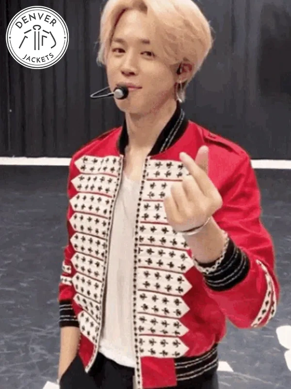 BTS Jimin Red Bomber Jacket