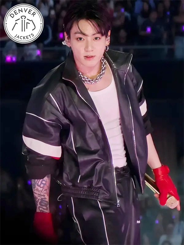 BTS World Tour Stanford Jungkook Nahmias Black Leather Jacket