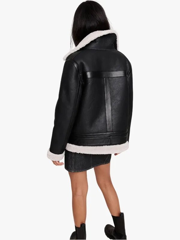 Banana Republic Shearling Aviator Jacket Black