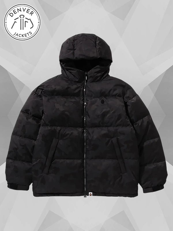 Bape Solid Camo Jacquard Down Jacket Black