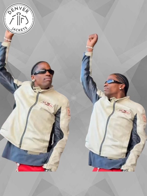 Barcelona Vs Real Madrid Game Travis Scott Yohji Yamamoto AW04 Dainese Leather Racer Jacket WhiteBlack