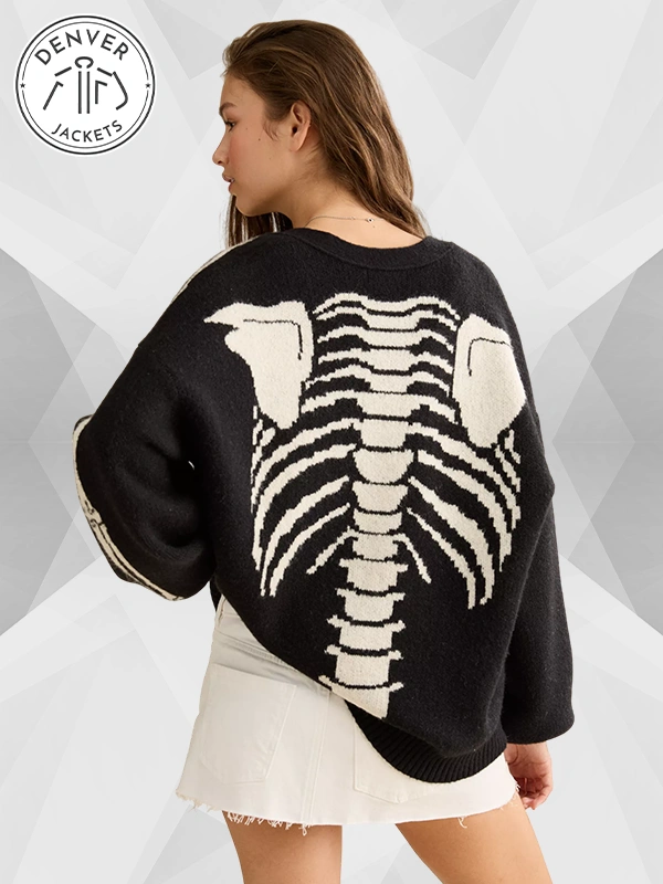 Black American Eagle Skeleton Cardigan Women's